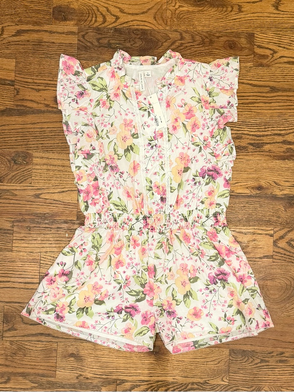 Girls Floral Pink and Cream Romper
